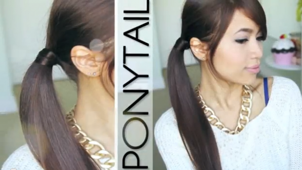 5 minute hairstyle - low ponytail